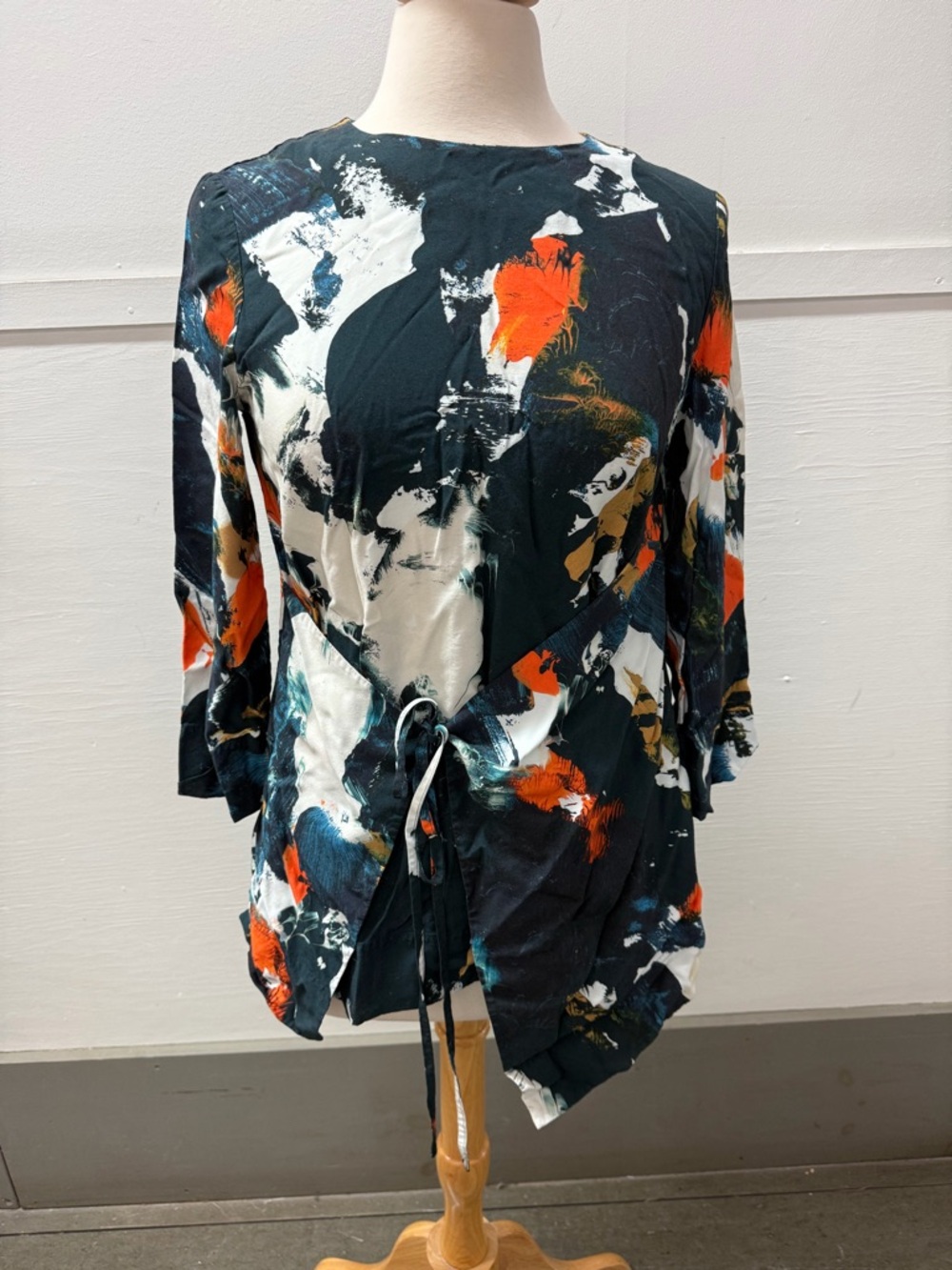 COS Abstract Painterly Top in Black, Teal & Mustard